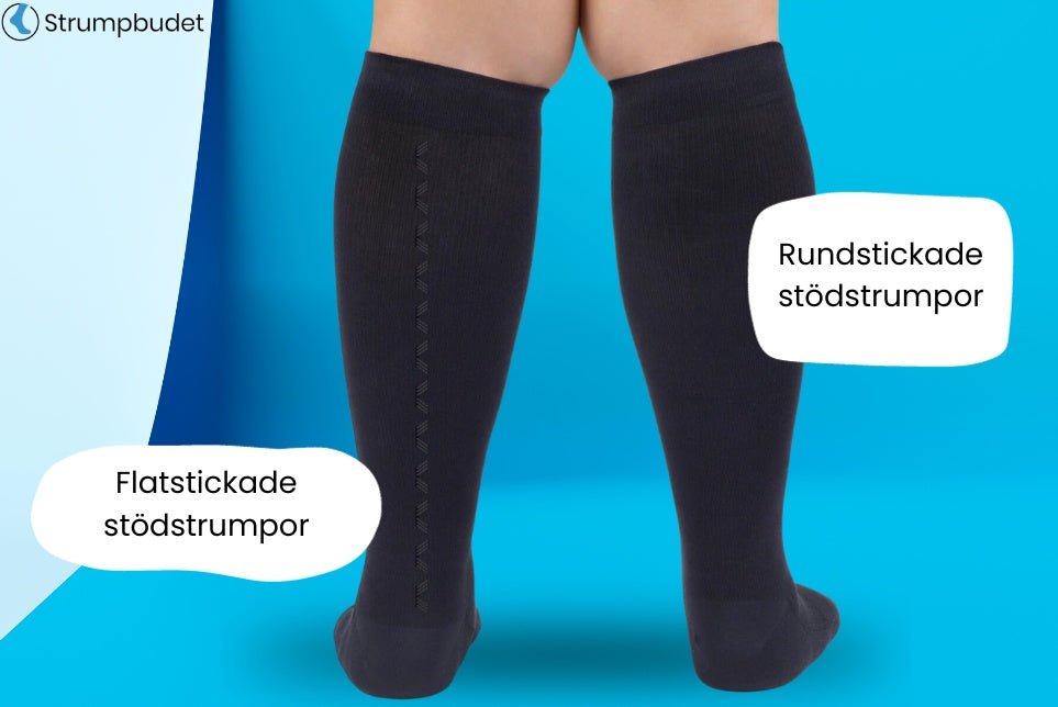 Vad är skillnaden mellan rundstickade och flatstickade stödstrumpor?