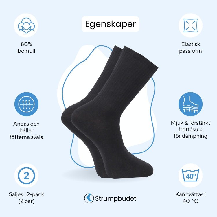 Tennisstrumpor 2-pack Svart