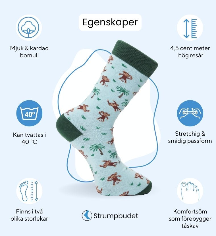 Egenskaper för roliga strumpor med apor - Strumpbudet