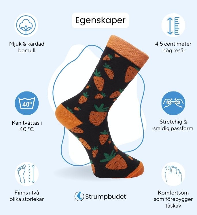 Egenskaper för bomullsstrumpor med morötter - Strumpbudet