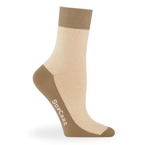 Korta Stödstrumpor Ull Beige