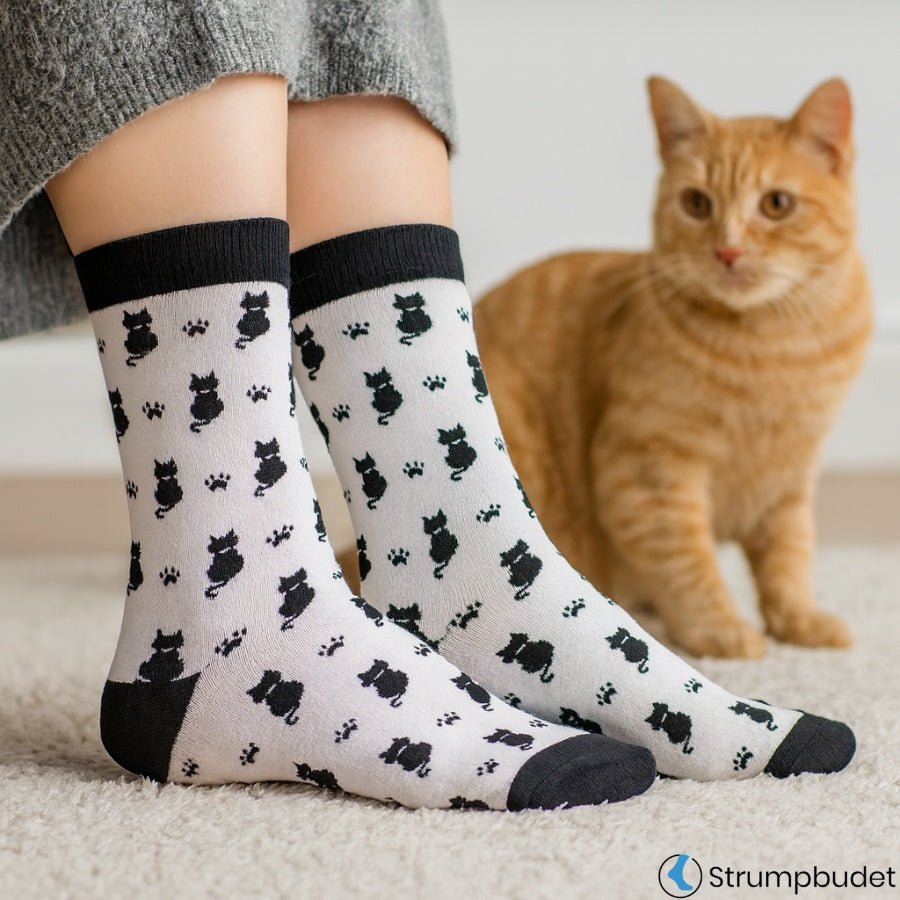 Roliga Strumpor Katt Svartvit