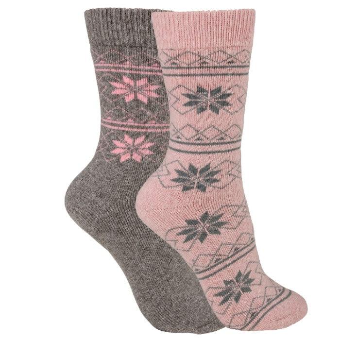 2-pack Mönstrade Ullstrumpor Rosa - Strumpbudet