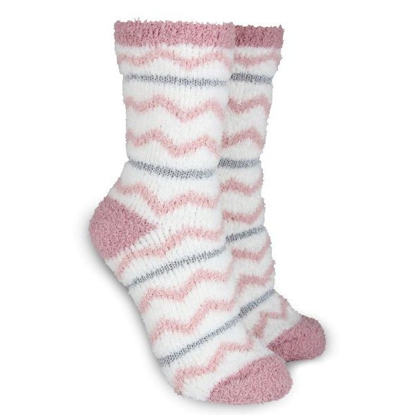 Fluffiga strumpor i chenille med glitter och sicksackmönster - Strumpbudet