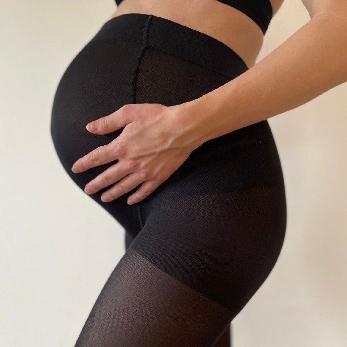 Närbild på stödstrumpbyxor för gravida - Strumpbudet
