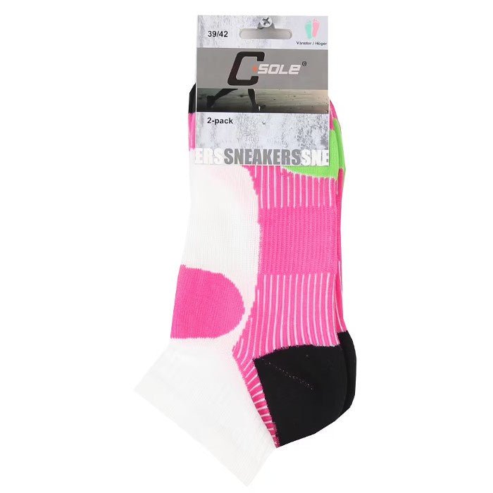 2-pack träningsstrumpor i cerise och vitt - Strumpbudet