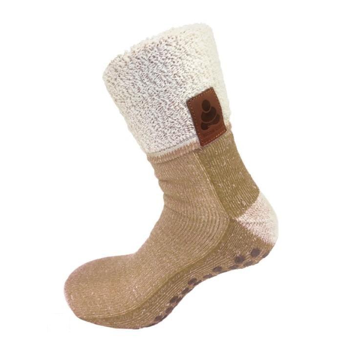 Beige raggsocka med halksula - Strumpbudet