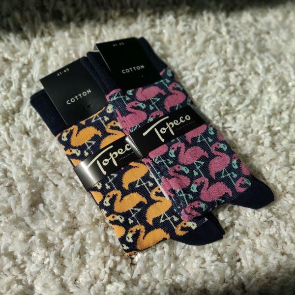 Herrstrumpor med orange och rosa flamingos - Strumpbudet