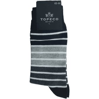 Randiga herrstrumpor i grått och svart från Topeco - Strumpbudet